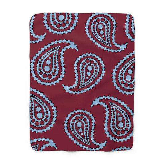 Claret, Blue Retro Paisley Blanket Throw