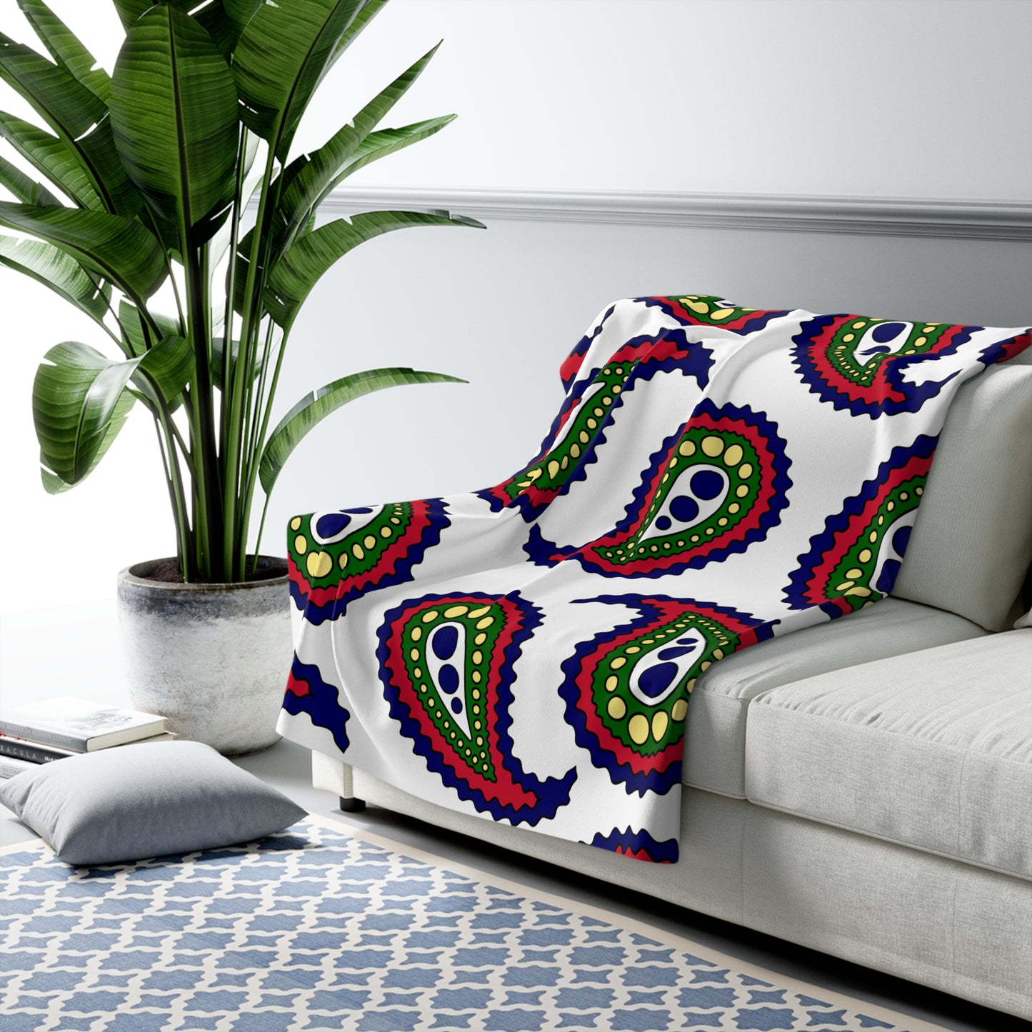 British Indian Ocean Territory Retro Paisley Blanket Throw