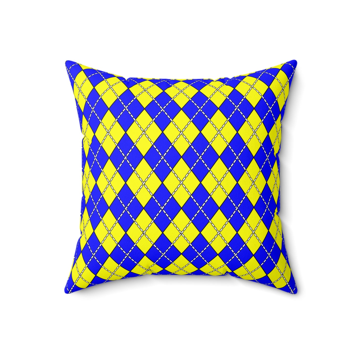Blue, Yellow Retro Argyle Cushion Pillow