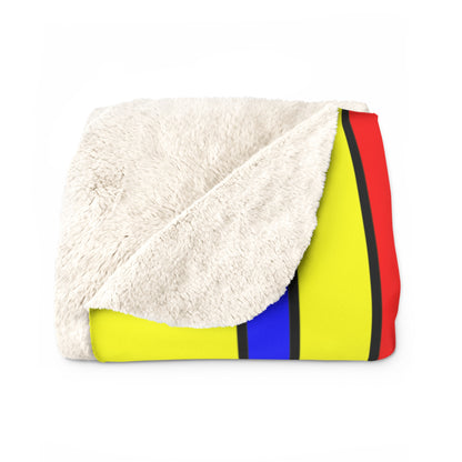 Yellow, Blue, Red Retro Stripes Blanket Throw