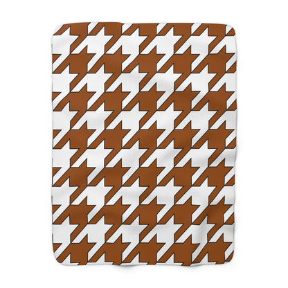 Brown, White Retro Houndstooth Blanket Throw