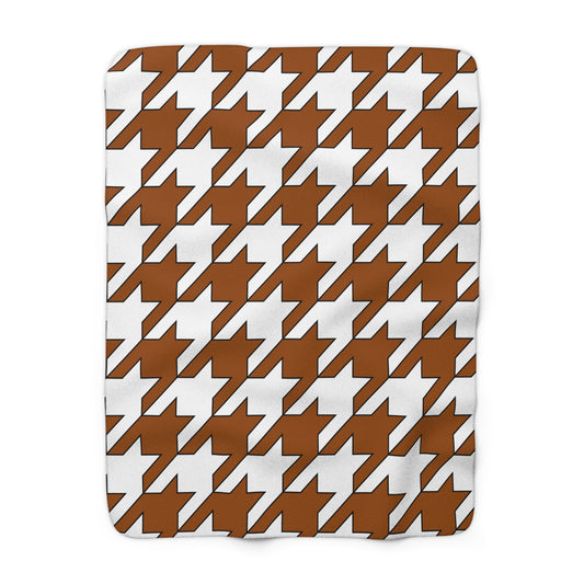 Brown, White Retro Houndstooth Blanket Throw