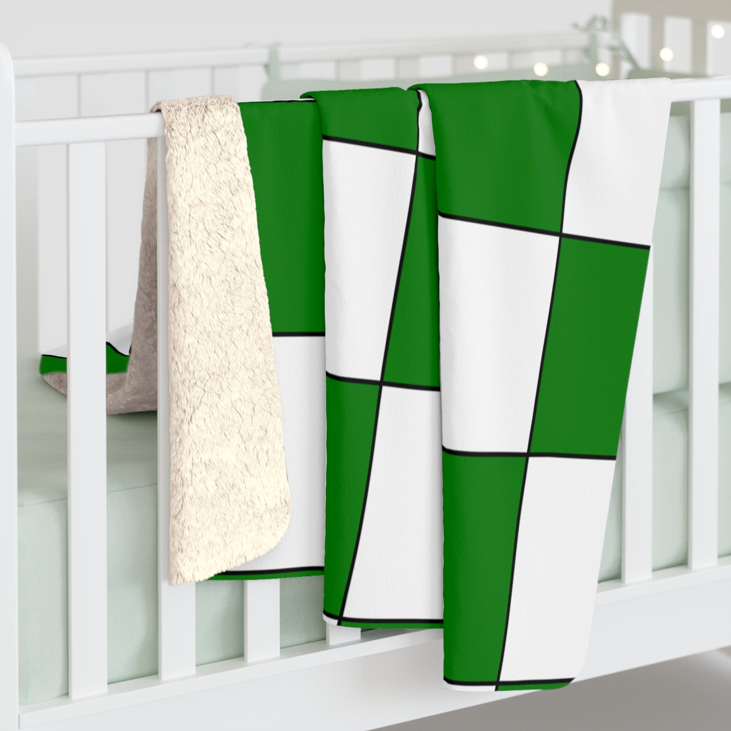 Green, White Retro Check Blanket Throw