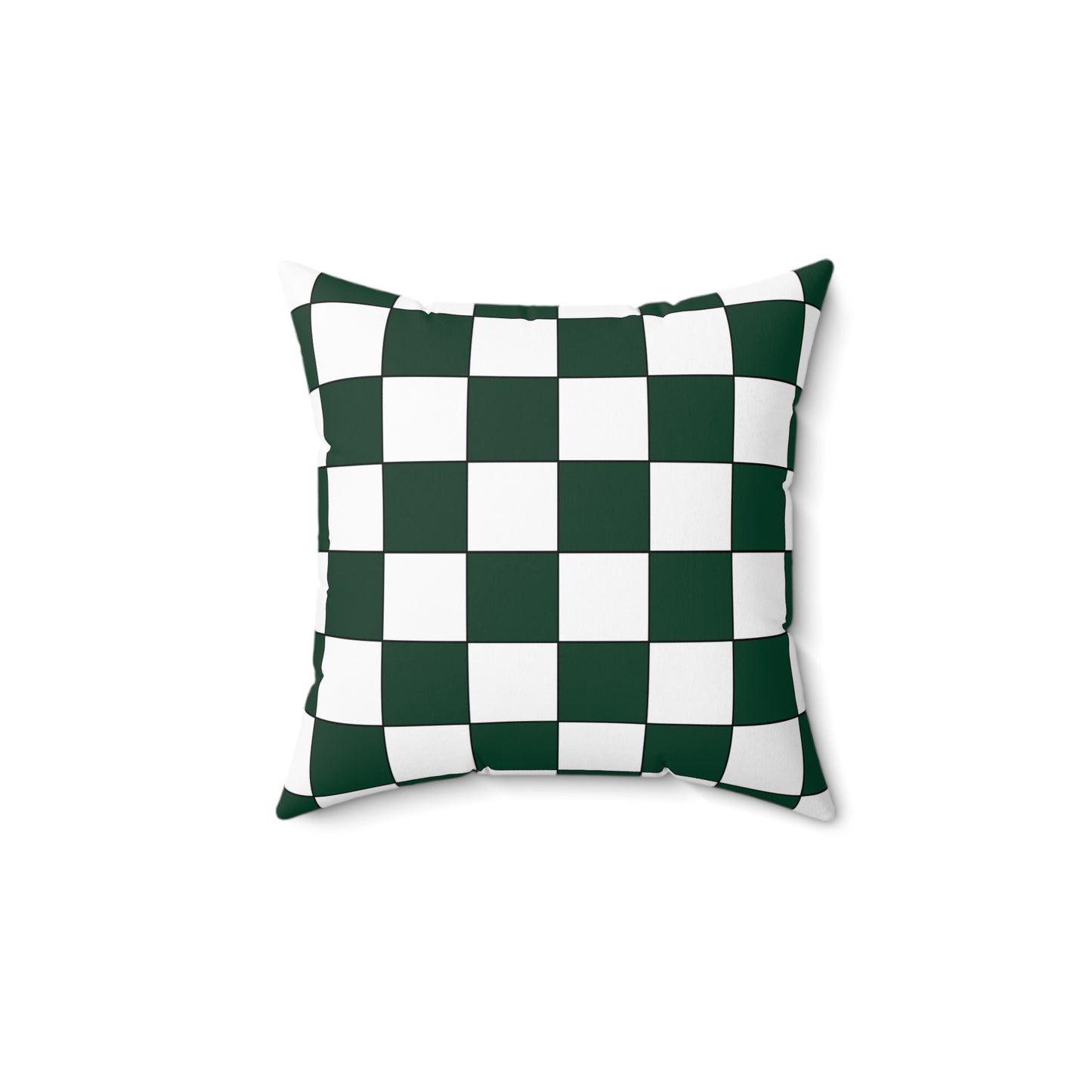 Dark Green, White Retro Check Cushion Pillow