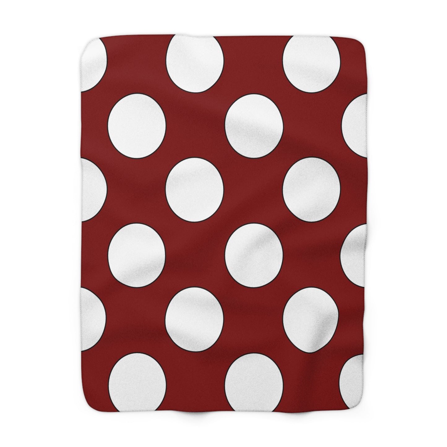 Maroon, White Retro Polka Dots Blanket Throw