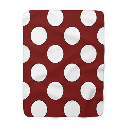 Maroon, White Retro Polka Dots Blanket Throw