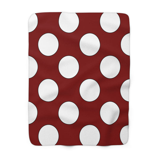 Maroon, White Retro Polka Dots Blanket Throw