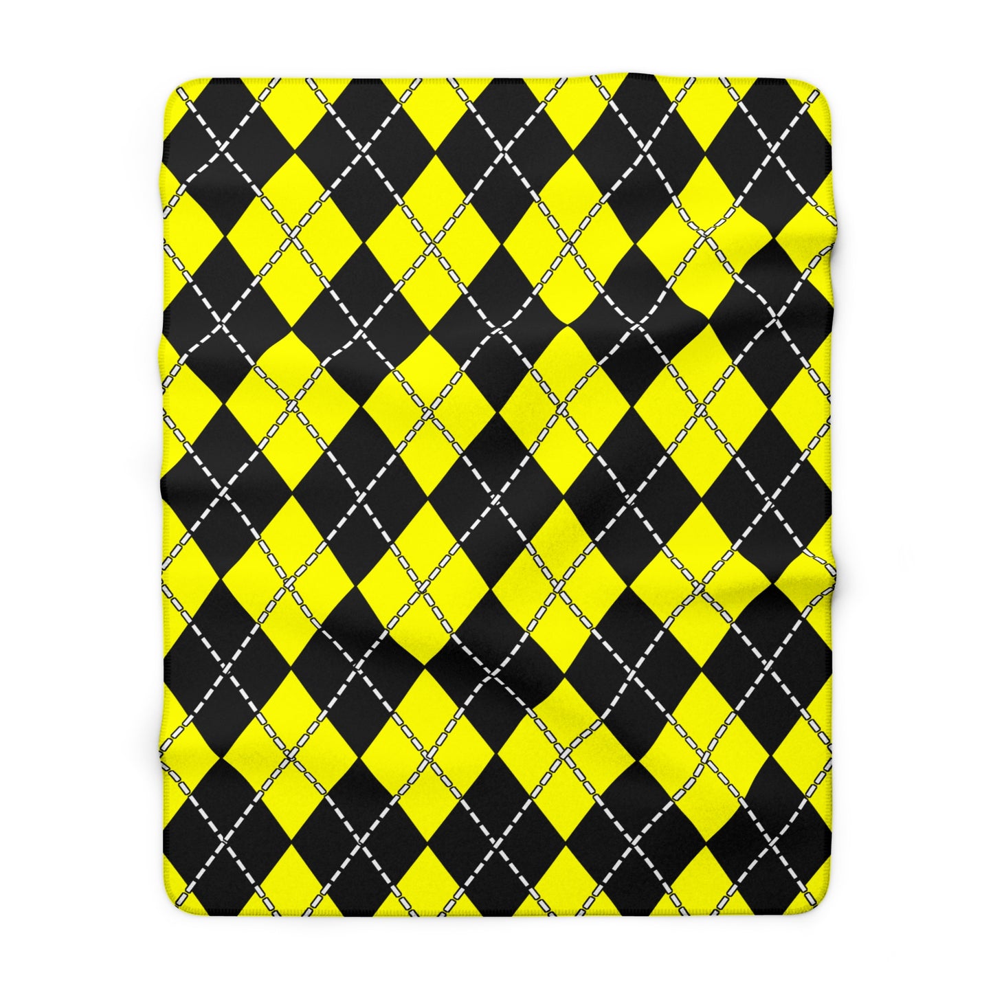 Yellow, Black Retro Argyle Blanket Throw