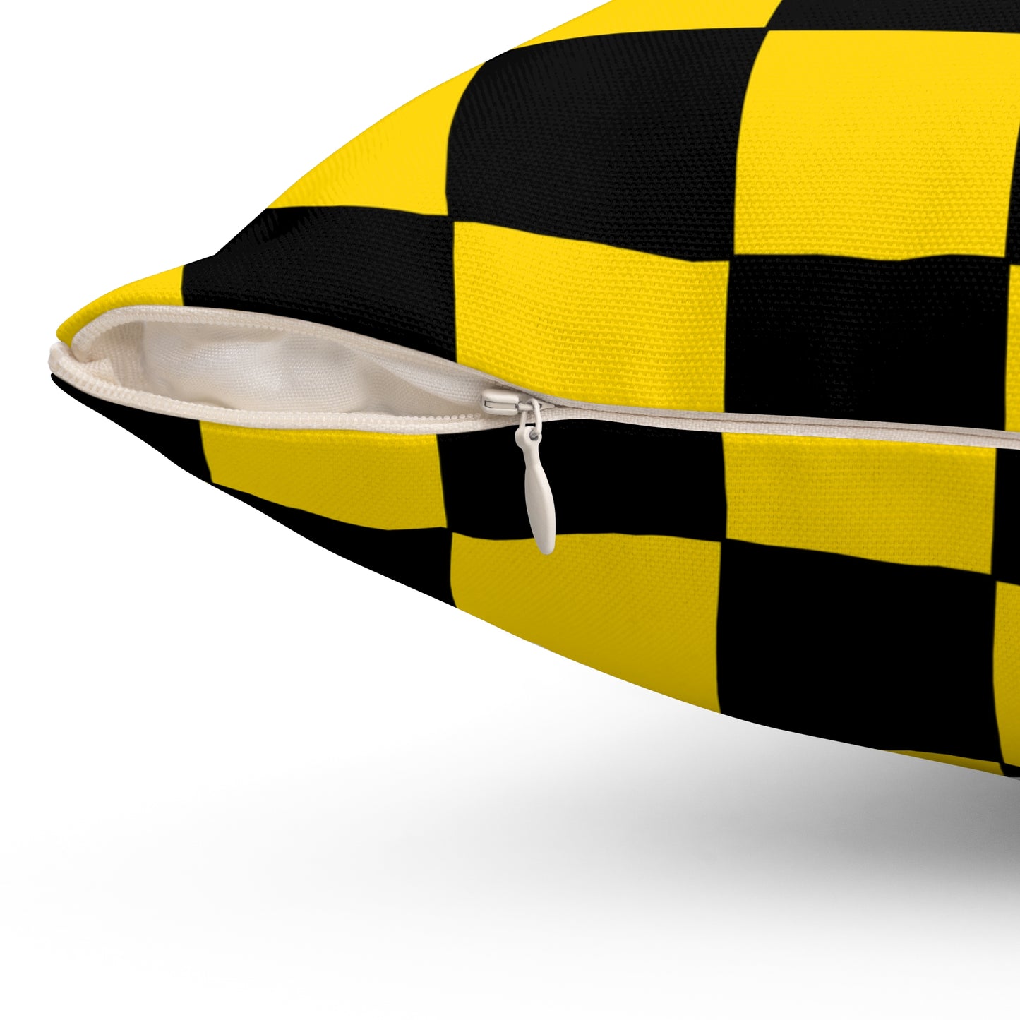 Gold, Black Retro Check Cushion Pillow