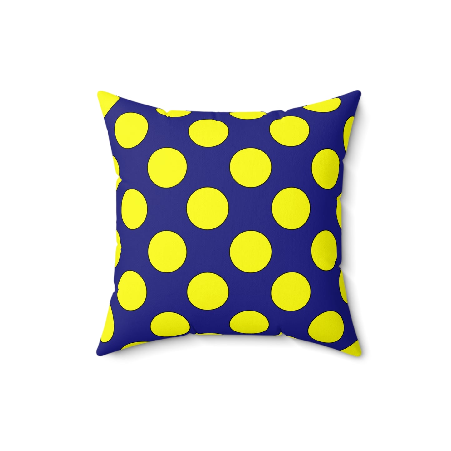 Navy Blue, Yellow Retro Polka Dots Cushion Pillow