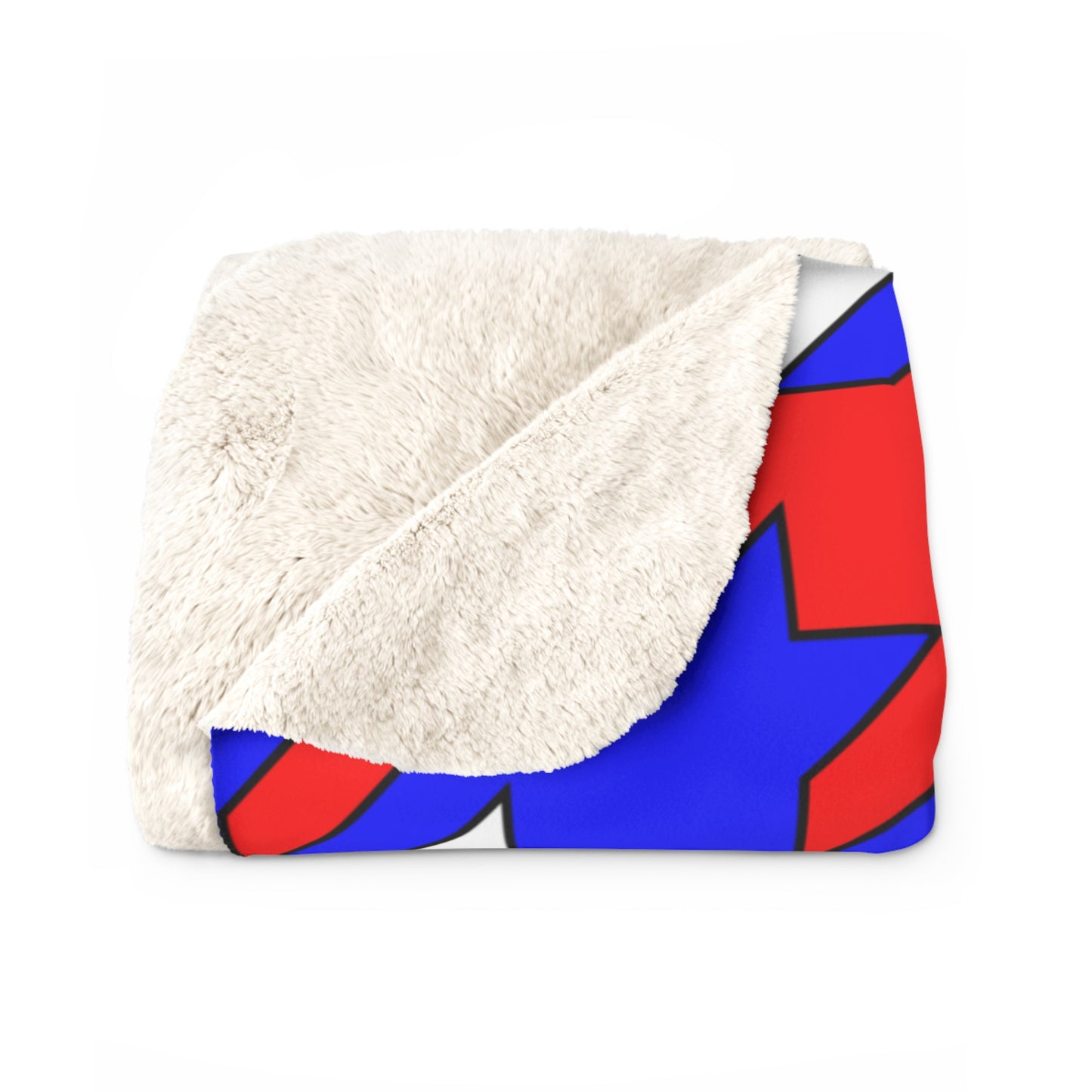 Blue, White, Red Retro Houndstooth Blanket Throw