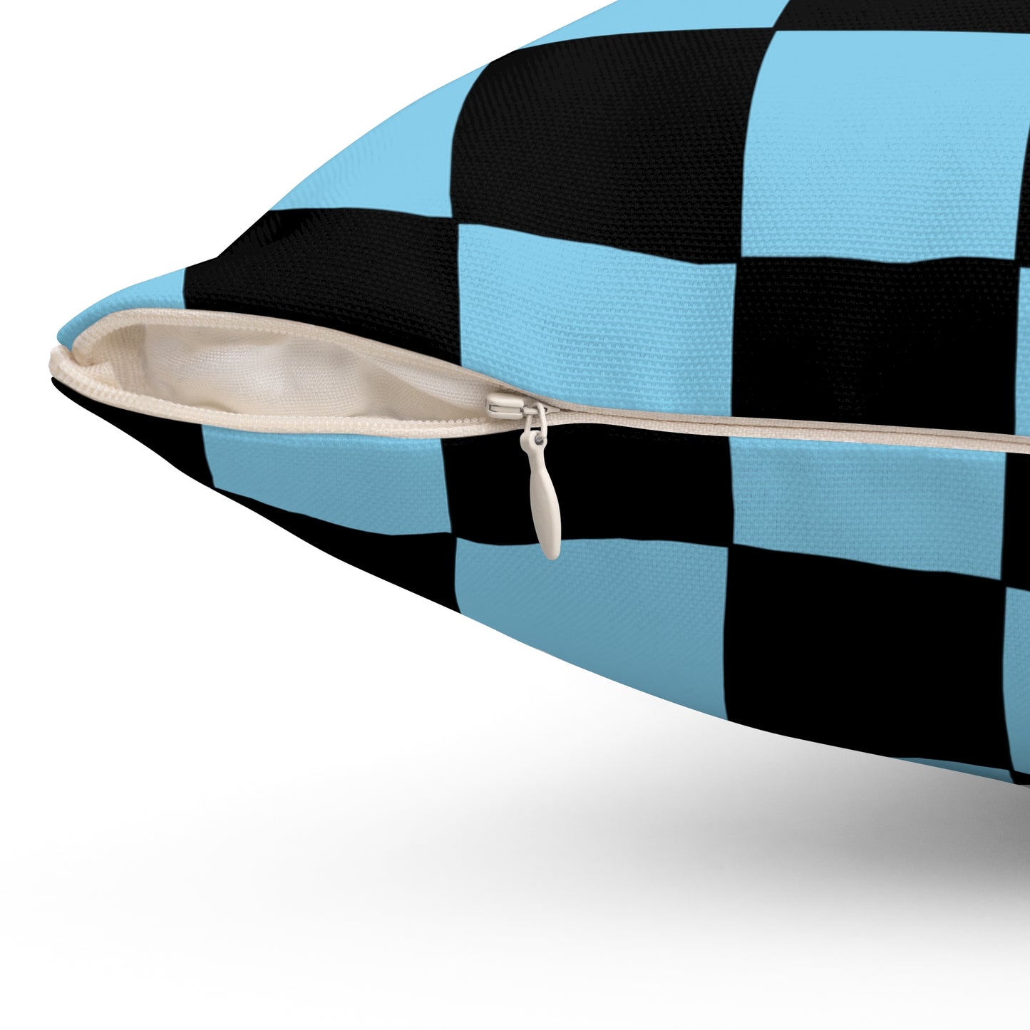 Sky Blue, Black Retro Check Cushion Pillow
