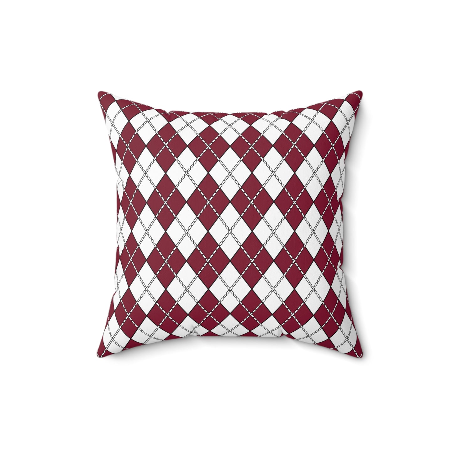 Claret, White Retro Argyle Cushion Pillow