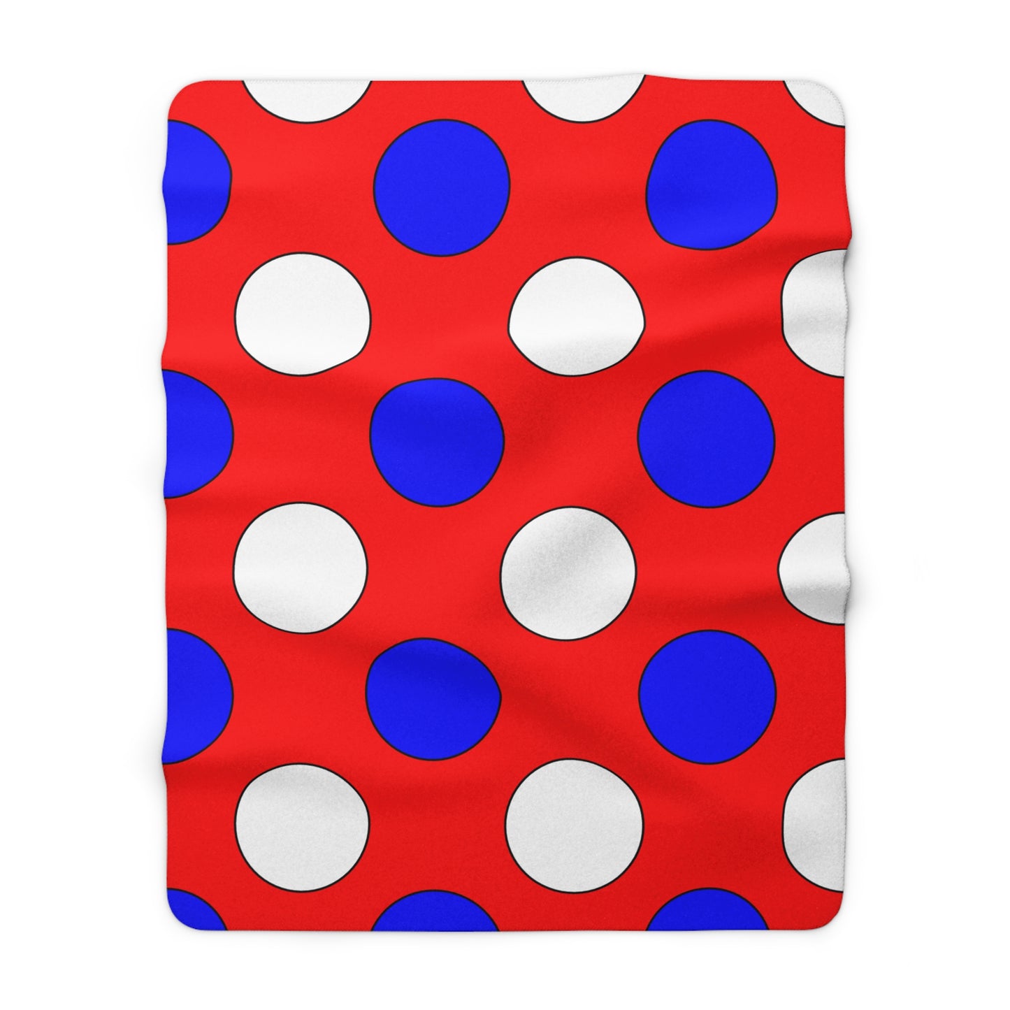 Red, White, Blue Retro Polka Dots Blanket Throw