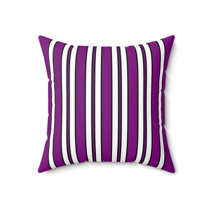 Purple, White Retro Stripes Cushion Pillow