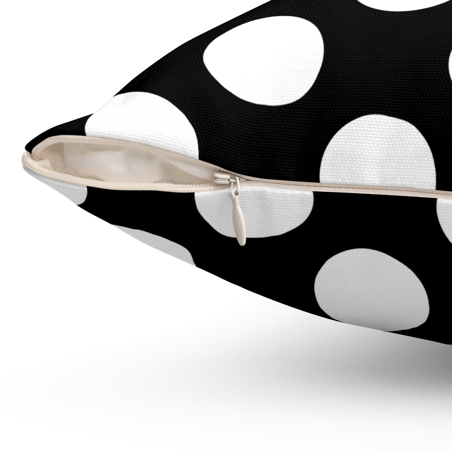 Black, White Retro Polka Dots Cushion Pillow