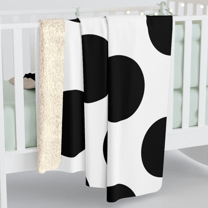 White, Black Retro Polka Dots Blanket Throw