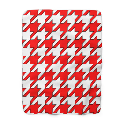 Red, White Retro Houndstooth Blanket Throw