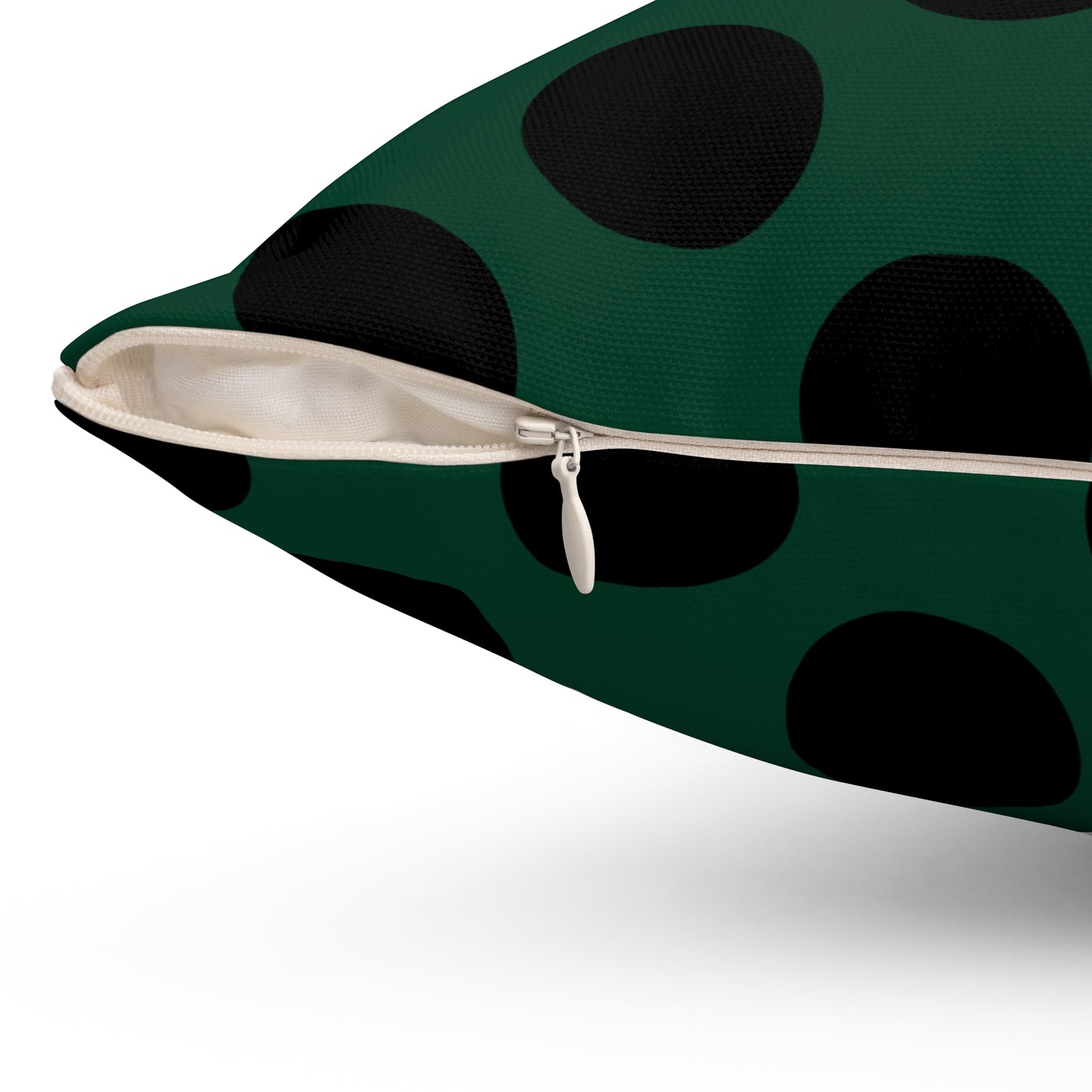 Dark Green, Black Retro Polka Dots Cushion Pillow