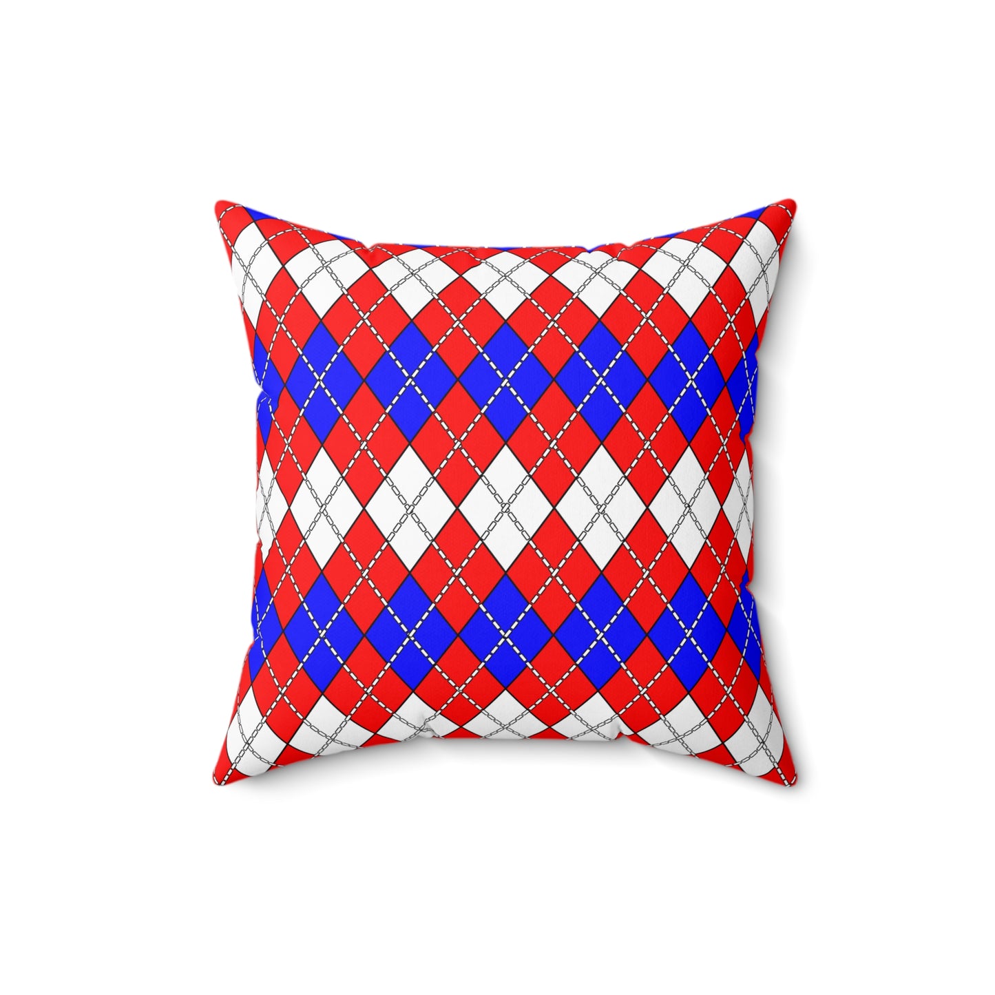 Red, White, Blue Retro Argyle Cushion Pillow