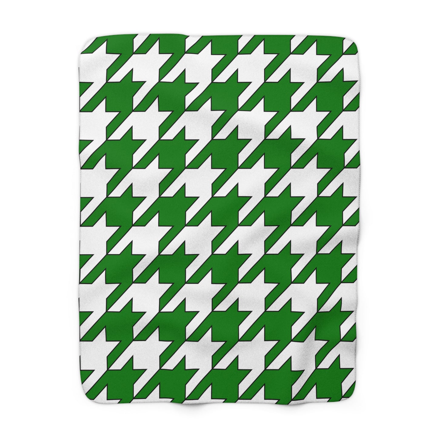 Green, White Retro Houndstooth Blanket Throw