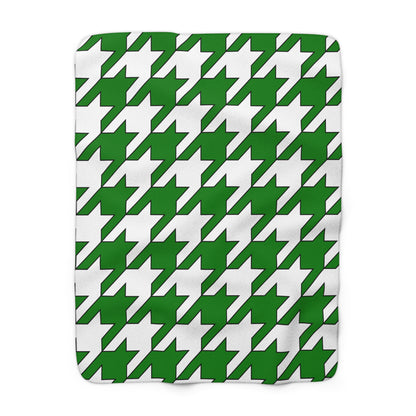 Green, White Retro Houndstooth Blanket Throw