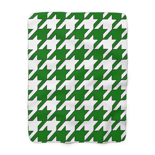 Green, White Retro Houndstooth Blanket Throw