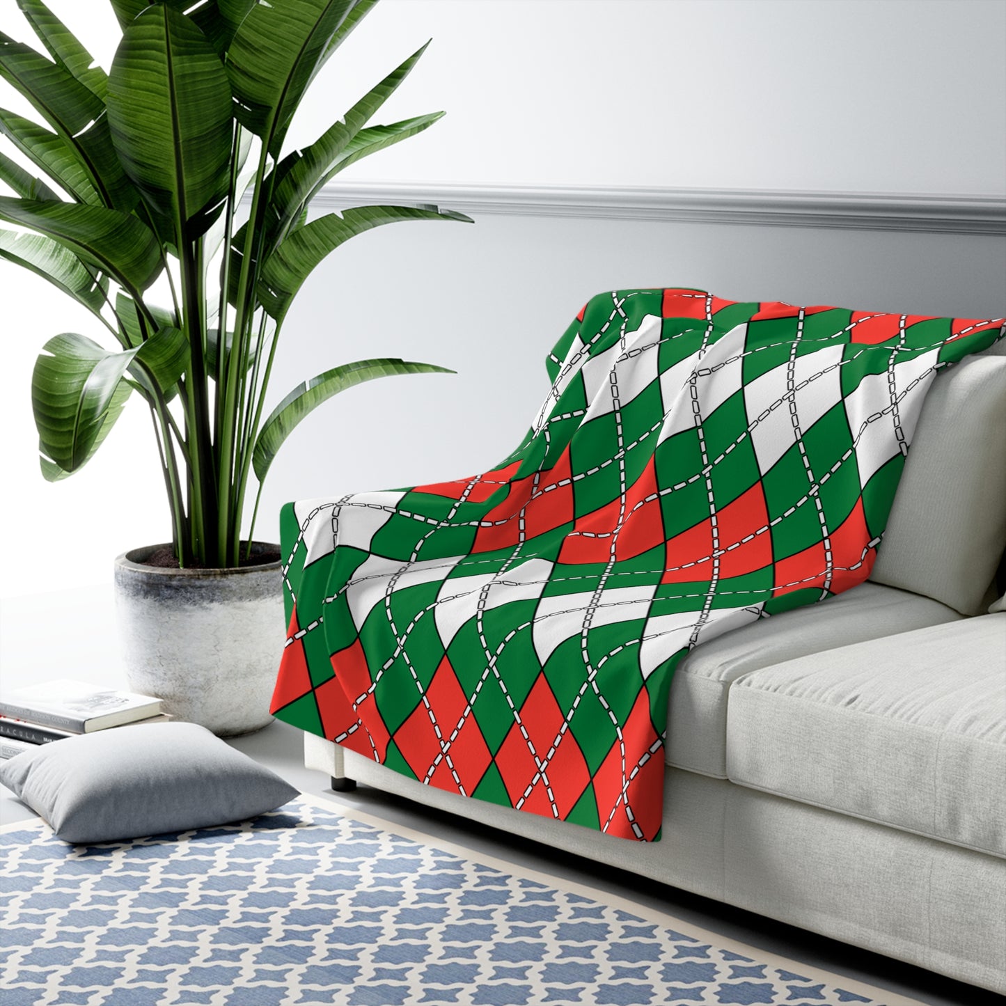 Madagascar Retro Argyle Blanket Throw