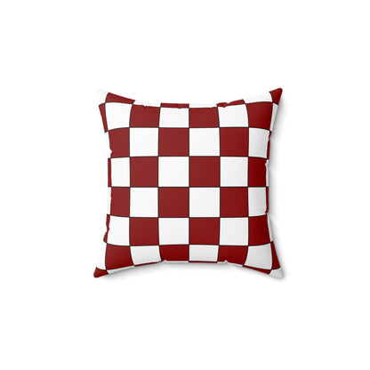 Dark Red, White Retro Check Cushion Pillow