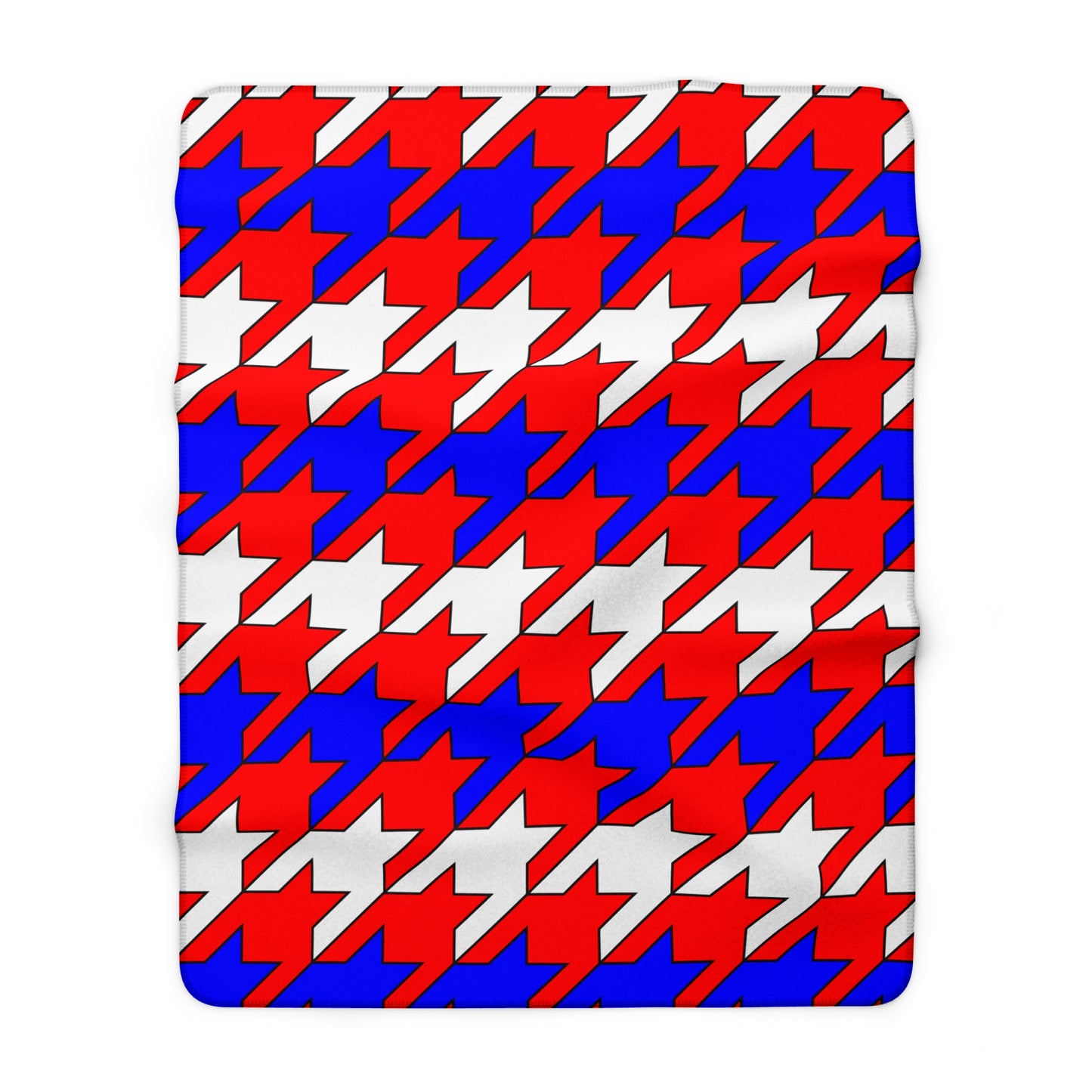 Red, White, Blue Retro Houndstooth Blanket Throw