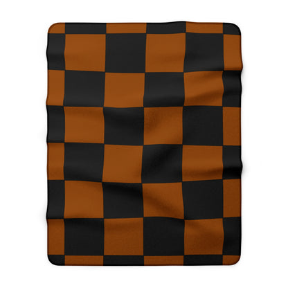Brown, Black Retro Check Blanket Throw