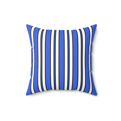 Royal Blue, White Retro Stripes Cushion Pillow