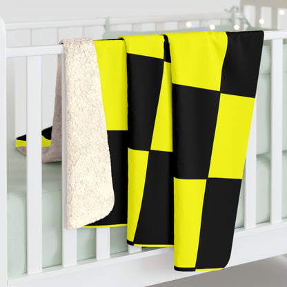 Yellow, Black Retro Check Blanket Throw