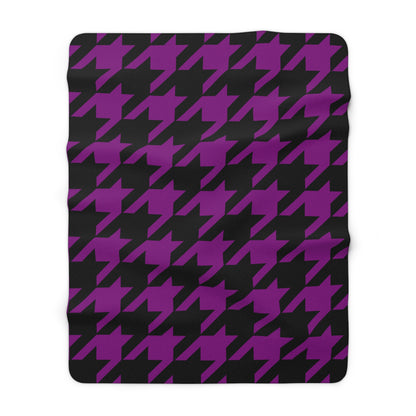 Purple, Black Retro Houndstooth Blanket Throw
