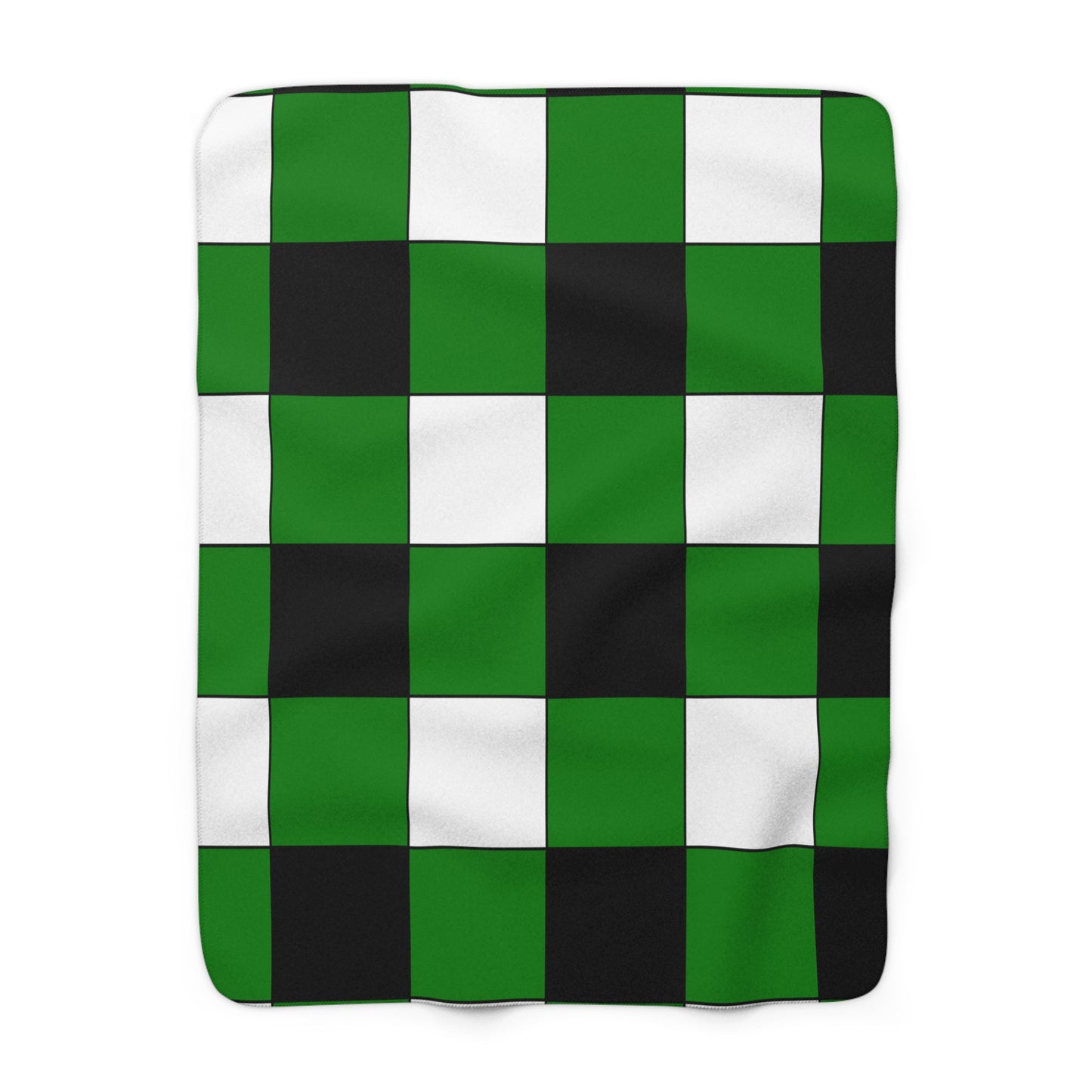 Green, Black, White Retro Check Blanket Throw