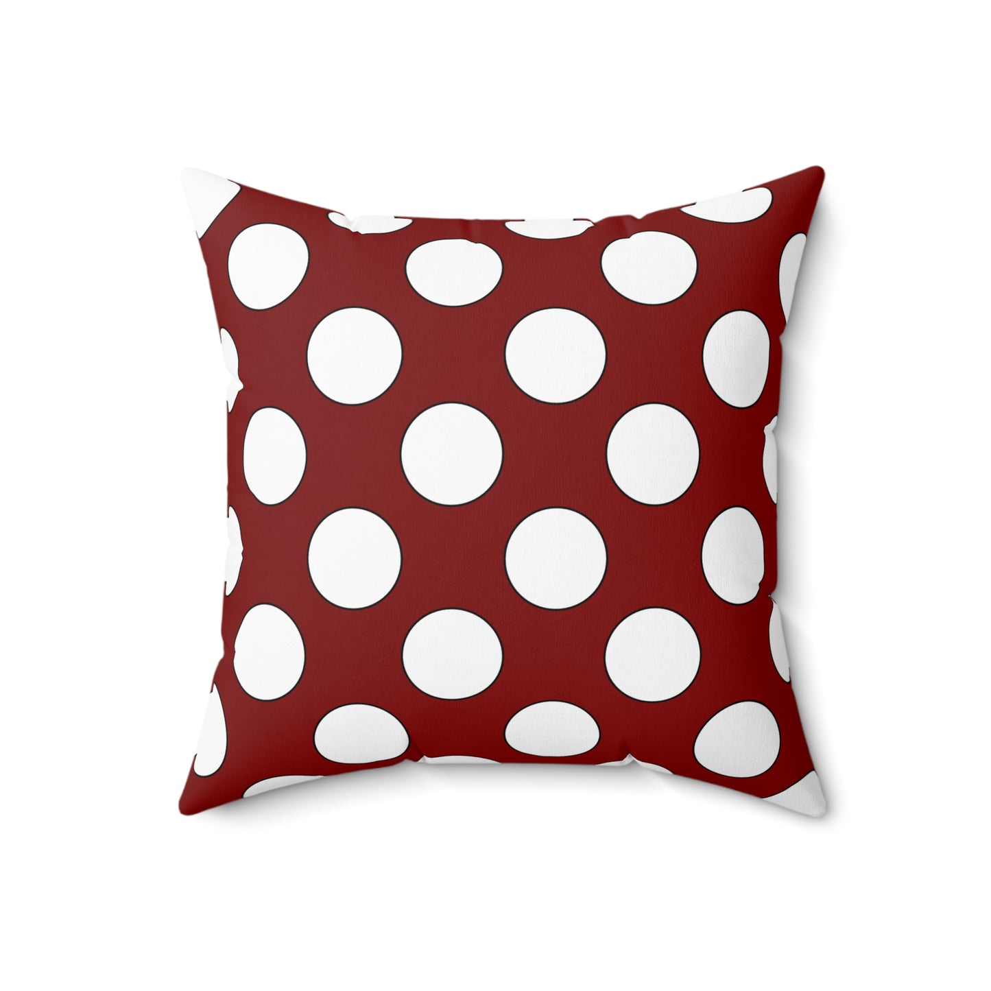 Maroon, White Retro Polka Dots Cushion Pillow