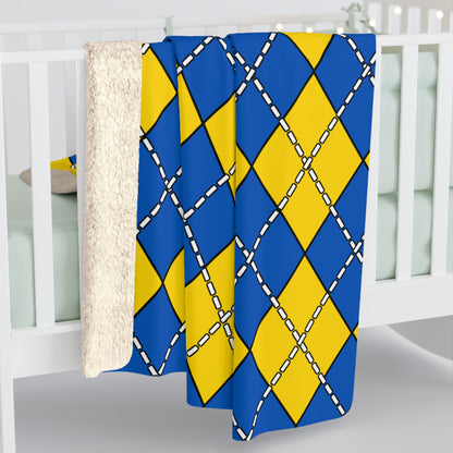 Ukraine Retro Argyle Blanket Throw