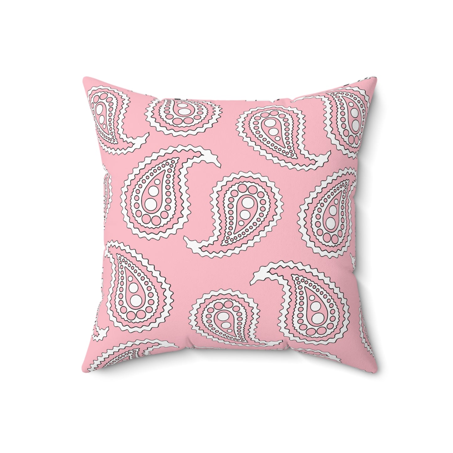 Pink, White Retro Paisley Cushion Pillow