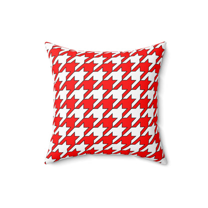 Red, White Retro Houndstooth Cushion Pillow