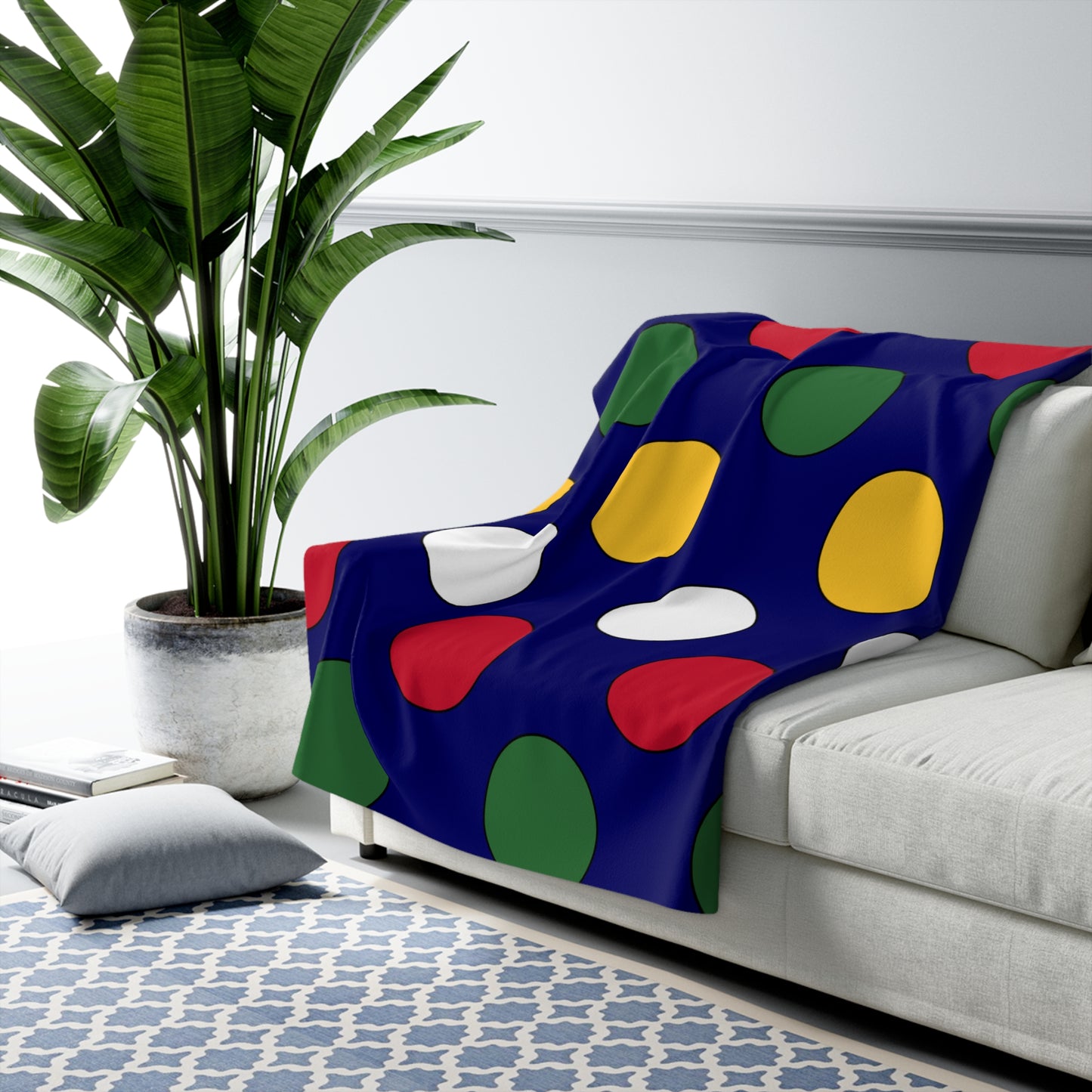 British Virgin Islands Retro Polka Dots Blanket Throw