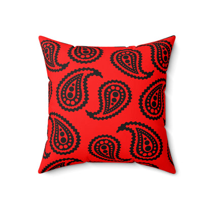 Red, Black Retro Paisley Cushion Pillow