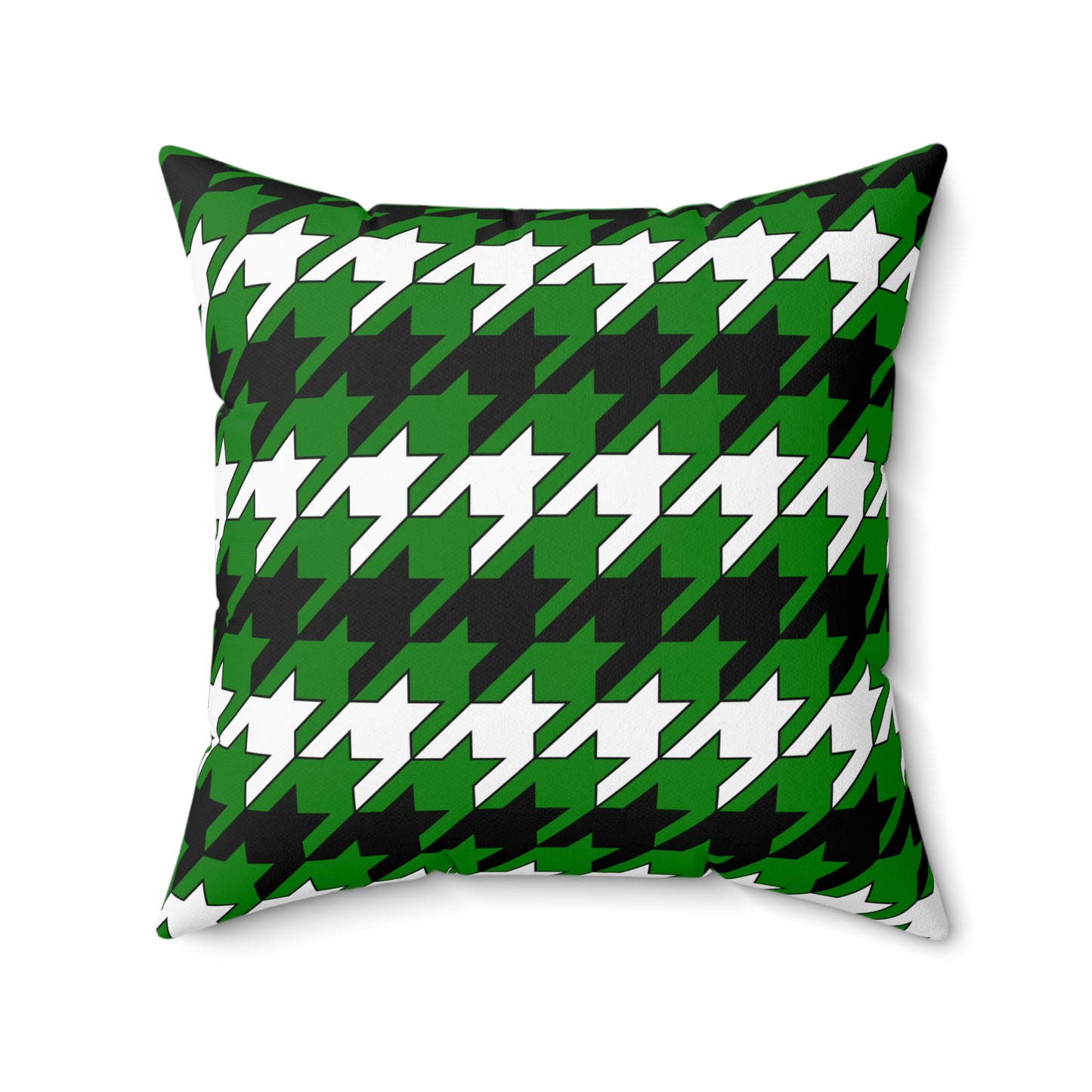 Green, Black, White Retro Houndstooth Cushion Pillow
