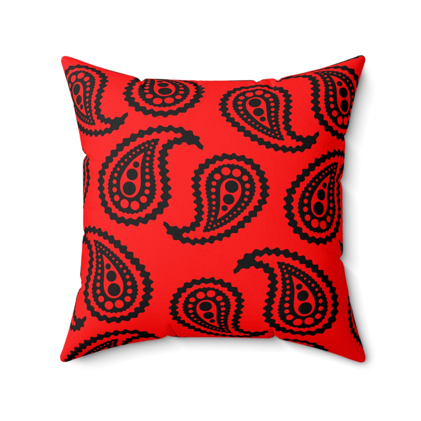 Red, Black Retro Paisley Cushion Pillow