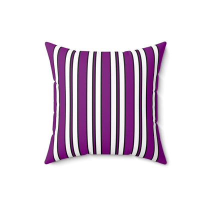Purple, White Retro Stripes Cushion Pillow