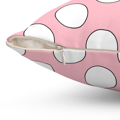 Pink, White Retro Polka Dots Cushion Pillow
