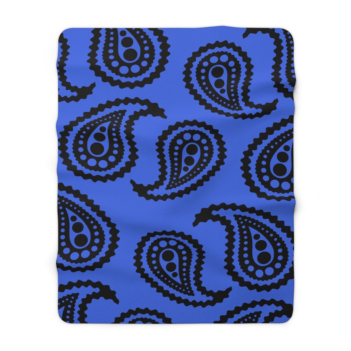 Royal Blue, Black Retro Paisley Blanket Throw