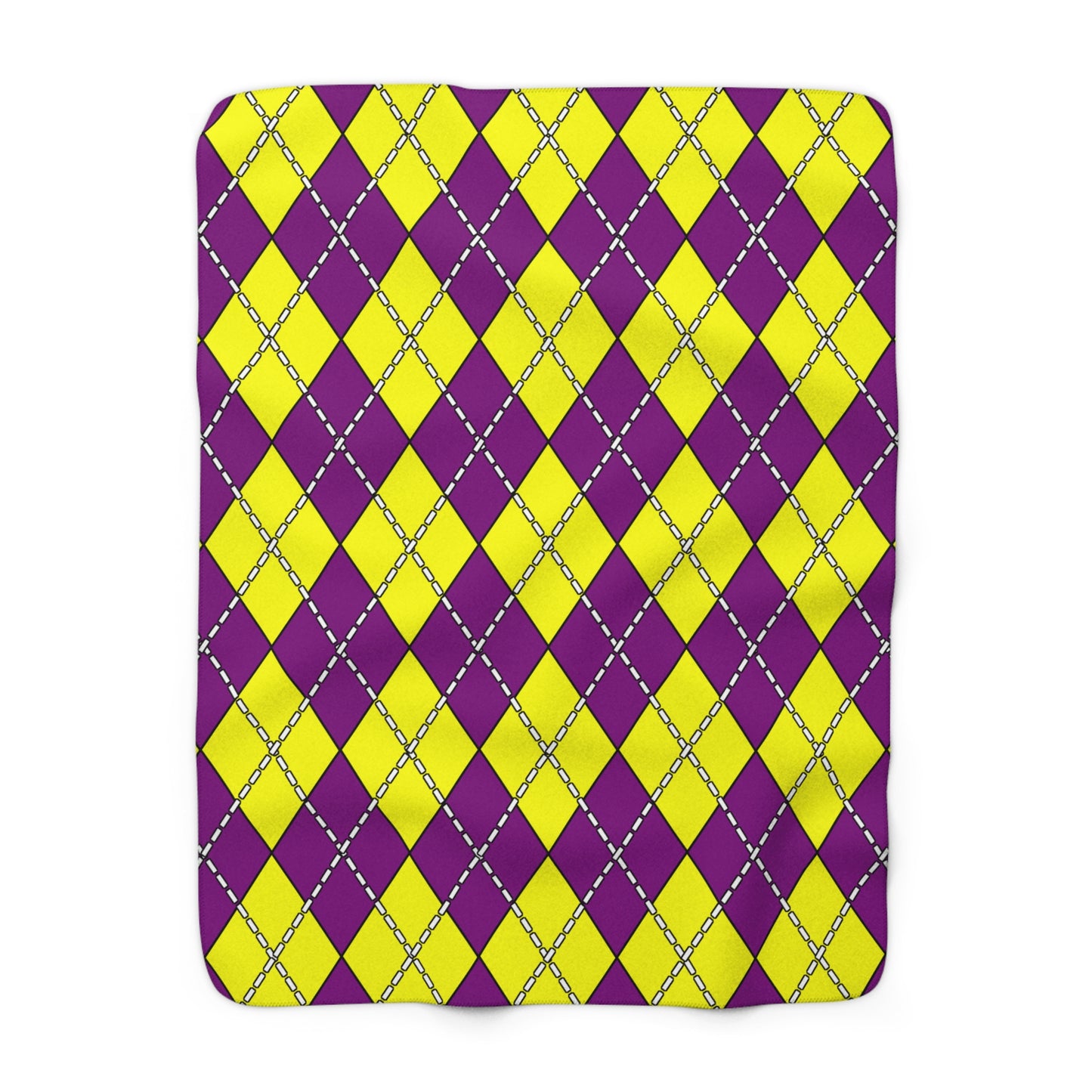 Purple, Yellow Retro Argyle Blanket Throw