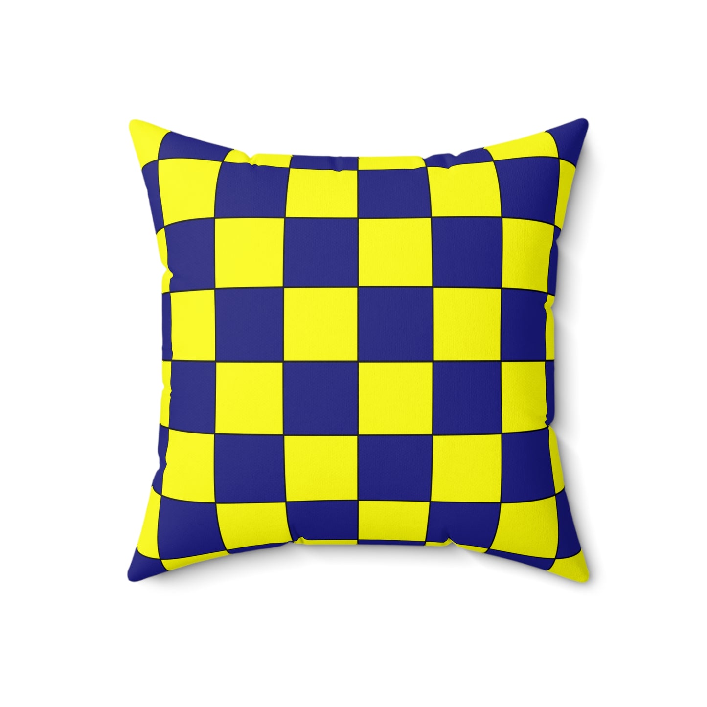 Navy Blue, Yellow Retro Check Cushion Pillow