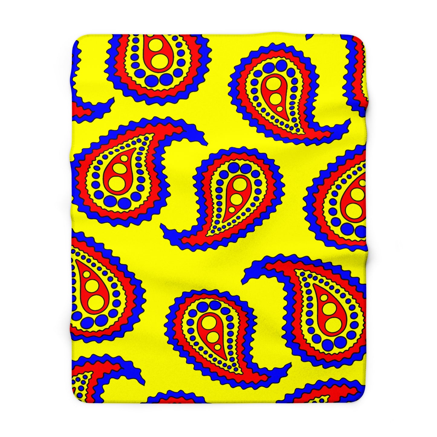 Yellow, Blue, Red Retro Paisley Blanket Throw