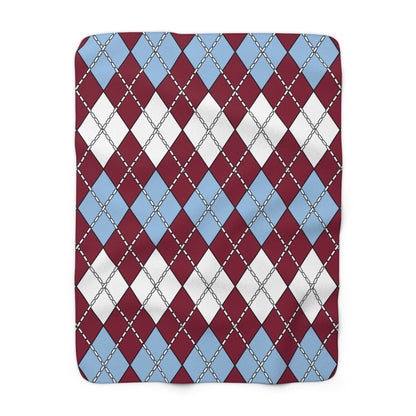 Claret, Blue, White Retro Argyle Blanket Throw